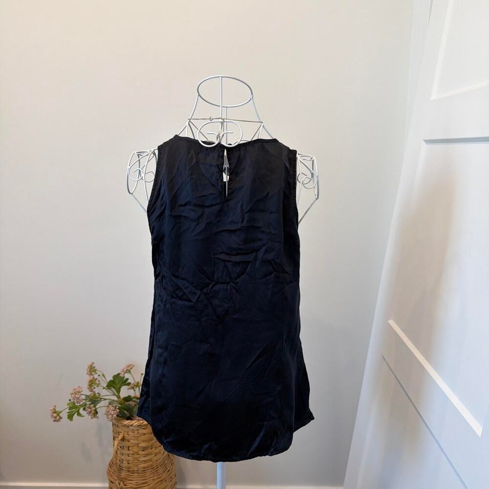 Cute vintage y2k silk navy ruffle silk tank - Picture 6 of 6